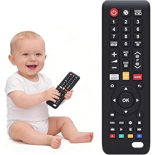 Baby Teething Toys, Food Grade Silicone Teether Toys,Chew Toys for Babies 3-24 Months, Upgraded TV Remote Control Shape Teething Relief for Infants