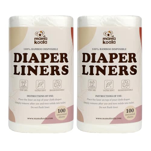 Mama Koala Disposable Natural Diaper Liners for Cloth Diapers, 200 Sheets (2 Pack)