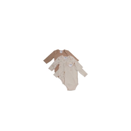 4baby Long Sleeve Bodysuit 3 Pack Hedgehog Natural | Baby Bunting AU