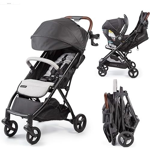 Ingenuity Ingenuity 3Dquickclose CS+ Compact Fold Stroller – Lightweight Stroller with Oversized Canopy, Extra-Large Storage and Compact Fold, Gray