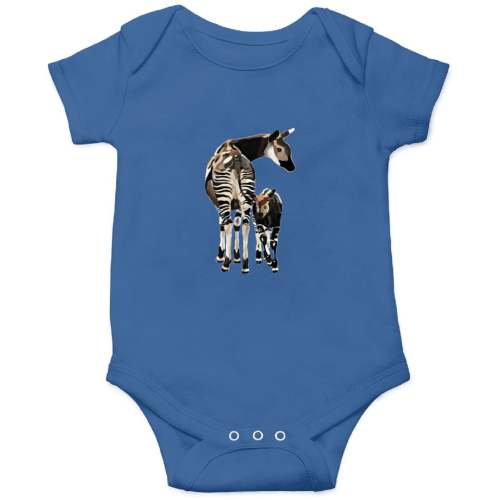 Okapi and calf Baby Onesies Kids's Short Sleeve Onesie 12M Royal sold by Aarifocavezx1f | SKU 2378447879 | Printerval