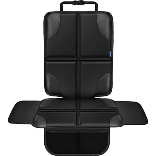 Car Seat Protector, Child Carseat Covers, Protector Car Seat for Baby with Thickest Padded and Non-Slip Waterproof Backing Mesh Pockets for Kids Pets-1 Pack