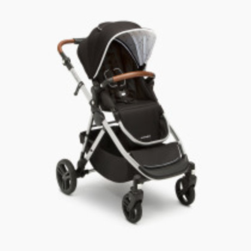 Mockingbird Single-to-Double Stroller - Black/Watercolor Canopy With Penny Leather
