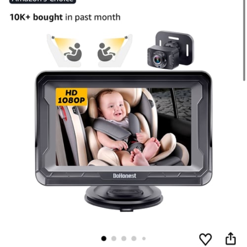 DoHonest Baby Car Camera HD 1080P - Rear-Facing Car Baby Monitor with Night Vision, Adjustable View Angle, Easy Setup, Anti-Glare Display, Safety for Kids & Infants