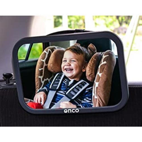 Onco Baby Car Mirror Rear-facing - Platinum Award Winning Car Mirror Baby Rear Facing Seat, Baby Essentials for Newborn, 100% Shatterproof Baby Mirror for Car, 360° Car Seat Mirror Rear Facing Infant