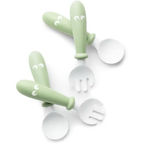 BabyBjörn Baby Spoon and Fork, 4 pcs, Powder Green