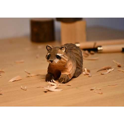 Hand-Carved Wooden Raccoon Figurine: Christmas Raccoon Ornament Gift for Friends