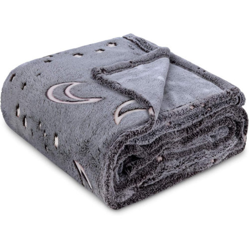 SOAR UNIVERSE TECHNOLOGY CO., LIMITED Kids' Glow-in-the-Dark Moon and Stars Throw Blanket - Soft and Warm | Wayfair