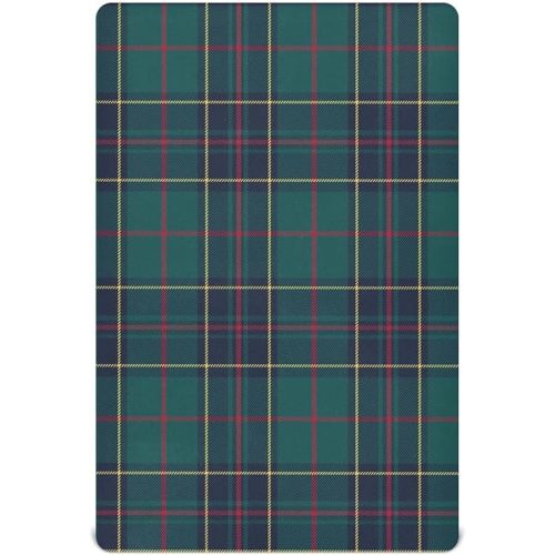 Kigai Red Blue Green Plaid Crib Sheet for Boys and Girls Jersey Knit Fitted Baby Sheet for Standard Crib Toddler Mattress Cozy Soft Breathable, 28x52 inch