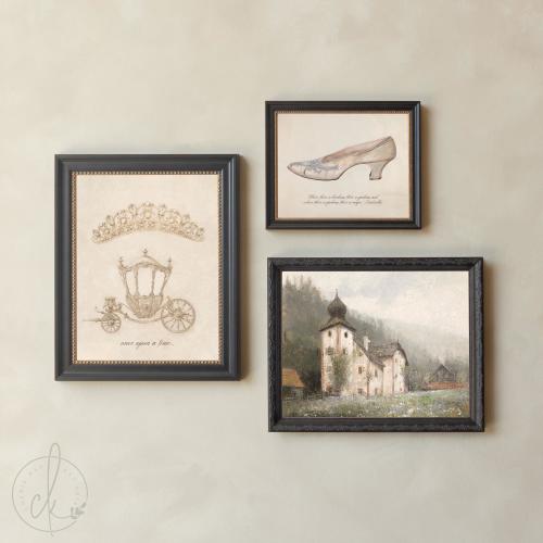 Nursery Princess Decor | Vintage Fairytale Wall Art | Gold Frame Gallery for Girl’s Room | G43