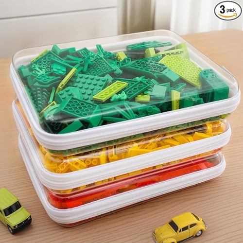 CoiiJoii 3PCS Large Clear Hard Shell Zippered Case, Diaper Bag Organizing Pouches, Waterproof Cosmetic Bag, Kid's Toy Storage Organizer Bins, Pencil Case.