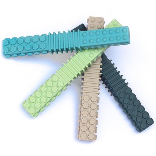 Sensory Toys for Kids Babies Toddlers 4 Pack, P Shape Baby Teething Toys for 3-6 6-12 Months Oral Motor Stimulation, Sensory Chew Toys for Autistic Children, Silicone Chewy Necklaces for Kids Adults