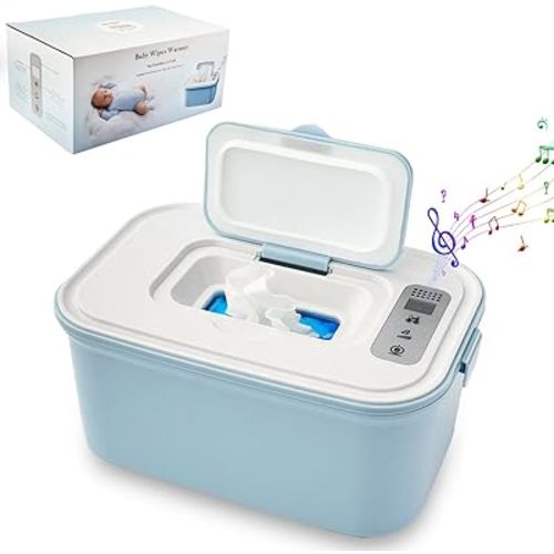 SKYWOT Baby Wipe Warmer, Innovative White Noise and Spring Design Baby Wet Wipes Dispenser, Upgraded long-lasting insulation，4 Modes of Temperature Heating Control, No Need for Water and Sponge (blue)