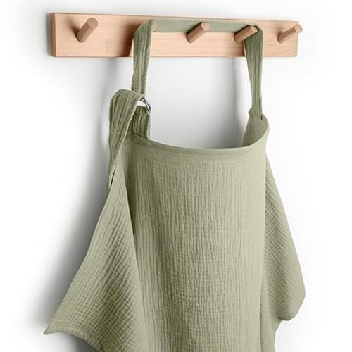 Comfy Cubs Muslin Nursing Cover, Pack of 1, 100% Muslin Breastfeeding Cover - Soft & Breathable Baby Nursing Scarf with Adjustable Neck Strap - Portable, Lightweight & Privacy Coverage - Sage
