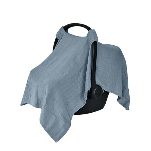 Car Seat Cover Baby - Organic Cotton - Carseat Covers Baby - Carseat Cover - Car Seat Canopy - Carseat Canopy - 100% Muslin Cotton, 43" x 32" (Tradewinds)