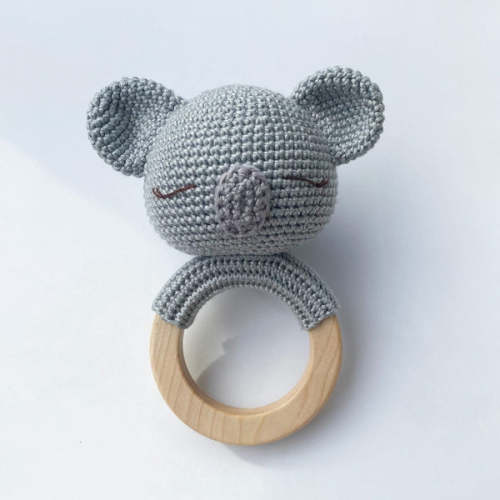 Koala Organic Crocheted Teething Rattle – Soft, Safe & Sensory-Friendly