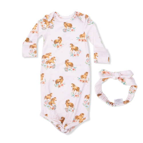 Pink Ponies - Knotted Gown and Headband – Angel Dear