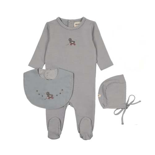 Embroidered Duck Footie + Bonnet + Bib