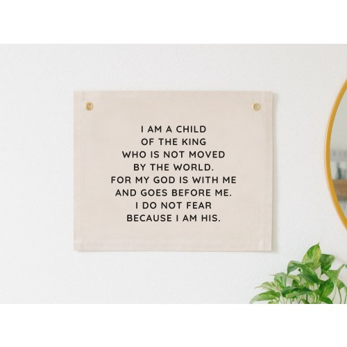 I Am A Child of the King Nursery Banner, Christian Boy Nursery Decor, Bible Verse Banner, Christian Tapestry, Kid's Room Scripture Flag