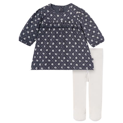 Modern Moments By Gerber Baby Girl Drop Shoulder Dress and Tights Outfit Set, 2-Piece, Sizes 0/3 Months - 24 Months