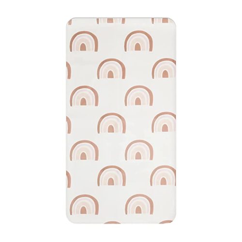 Lila Mae Baby Changing Mat - Wipeable, Portable Changing Pad, Travel Changing Mat for Baby or Small Toddler, Easy to Fold or Roll Up - Faux Leather (Natural Rainbows)