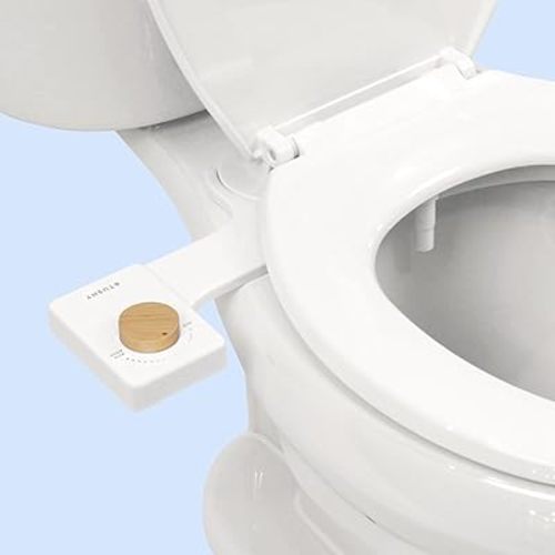 TUSHY Fresh Cool Water Bidet: Ultra Slim Toilet Seat Attachment (Non-Electric Self-Cleaning Hygienic Nozzle) Easy DIY Install <10 Min | Adjustable Water Pressure, Bamboo Knob