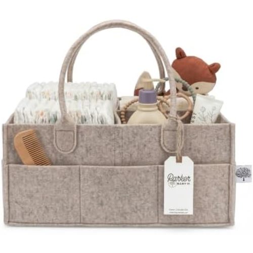 Parker Baby Co. Felt Diaper Caddy Organizer - Large, Oatmeal
