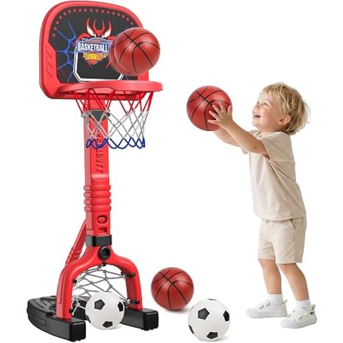 PJG Toddler Basketball Hoop & Soccer Goal, Kids Basketball Hoop Toys Gifts