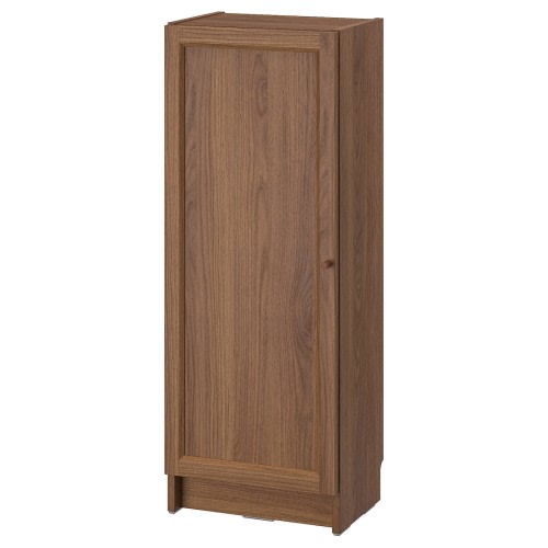 BILLY / OXBERG Bookcase with door - brown walnut effect 15 3/4x11 3/4x41 3/4 "