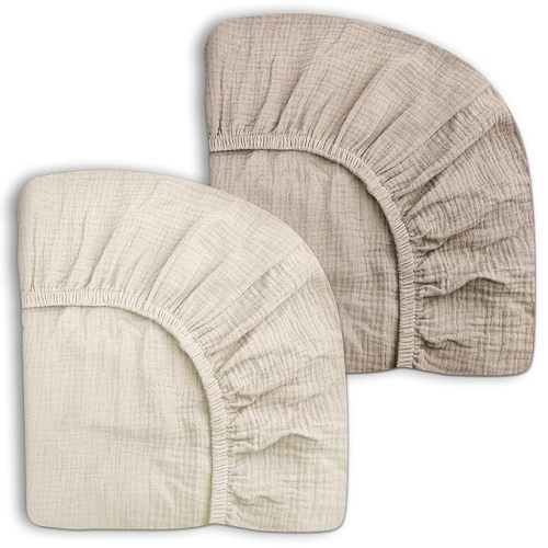 Mini Crib Sheets 2 Pack, Muslin Cotton Nursery Bedding, 24" x 38"