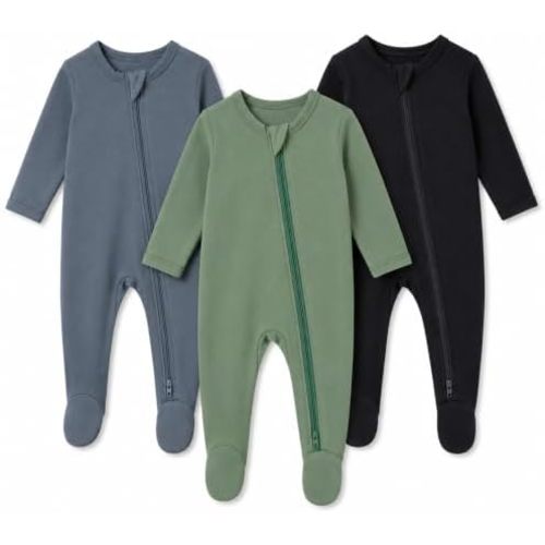 GUISBY Baby Footed Rayon of Bamboo Pajamas 2-Way Zipper