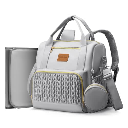 Backpack Diaper Bag,Stylish Waterproof Baby Diaper Bags with Changing Pad,Insulated Pockets,Multi-Function Travel Diaper Backpacks,Newborn Essentials, Grey