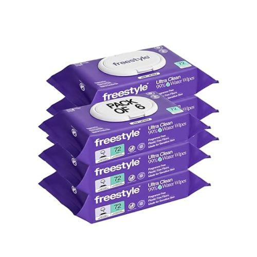 Freestyle Soft Jumbo Baby Wipes, Hypoallergenic and Unscented, Water-Based Wet Wipes for Babies, Finely Suited for Sensitive Skin, Thick & Oversized, Pack of 6, 72 Wipes Per Pack