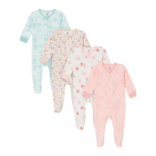 Gerber Baby Neutral Sleep N´ Play Footed Pajamas, 4-Pack, Sizes, Newborn - 6/9 Months