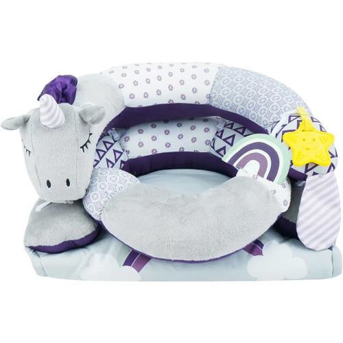 Lovvie & Joy 2-in-1 Tummy Time Mat & Seated Support Pillow,Baby Tummy Time Pillow Support for Newborns and Older Babies,with Detachable Support Pillow and Toys Unicorn