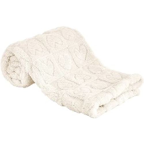 Fleece Baby Blanket Heart Checkered Blanket, Ultra Soft Cozy Baby Blankets for Boys Girls, Fluffy Infant Toddler Newborn Receiving Blankets for Crib Stroller 30”×40” (Cream)