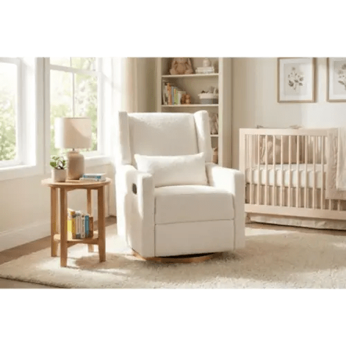Aletta Cream Boucle 39" Nursery Power Swivel Glider Recliner
