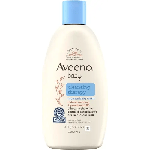 Aveeno Baby Cleansing Therapy Moisturizing Baby Body Wash with Natural Oatmeal & ProVitamin B5, Gentle Tear-Free Baby Bath Wash for Sensitive & Eczema-Prone Skin, Hypoallergenic, 8 oz