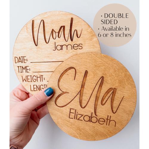 Double Sided Birth Announcement Sign|Birth Announcement Disc | Baby Announcement |New Baby| Baby Photo Prop |Hello World | Baby Shower Gift