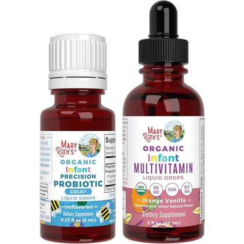 MaryRuth Organics Infant Precision Probiotics Colic & Multivitamin Iron Drops | USDA Organic, Clean Label Project Verified®| Immune Support & Overall Wellness | Vegan, Non-GMO, Gluten Free