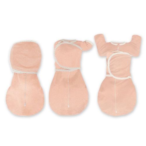 SwaddleDesigns Baby Omni Swaddle Sack w/ Wrap, Arms Up Elbow Length Sleeve - Heathered Peach Blush 0-3m: Cotton Knit, Two-Way Zipper, Built-in Mittens