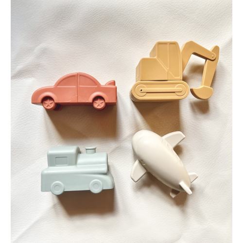 Neutral Vehicle Bath Toys-Mold Free Bath Toys-Toddler Bath Time-Car, Plane, Excavator, Train-Silicone Non Toxic-Bath Toys-Water Toys