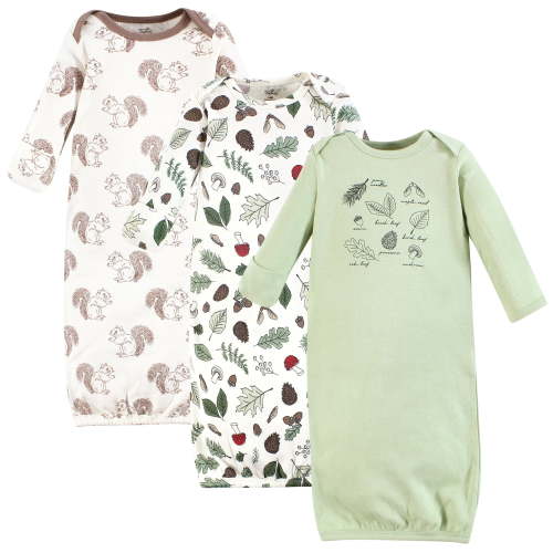Touched by Nature Unisex Baby Organic Cotton Gowns, Forest Explorer, 0-6 Months