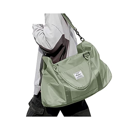 Sport Travel Duffle Bag Large Gym Tote Bag for Women, Weekender Carry on Bags for Airplane, Ladies Beach Overnight Bag Waterproof Luggage Bags with Wet Pocket Light Green