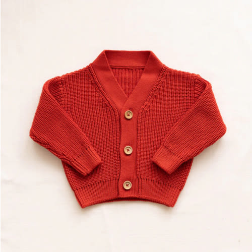 chunky cardigan - brick red – New Grain Goods