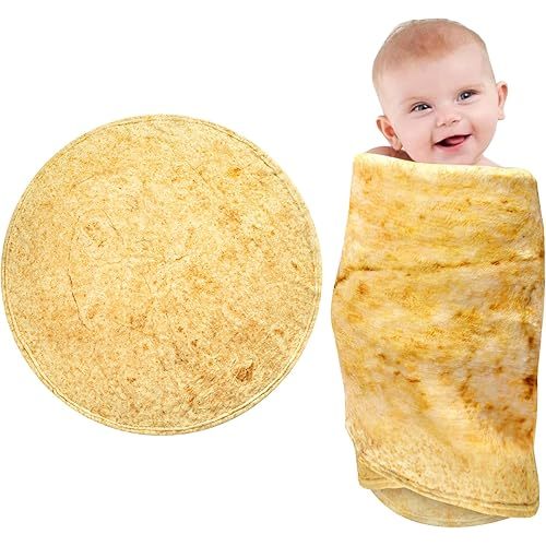 Tortilla Blanket Baby, Tortilla Blanket for Newborn Toddler, 285 GSM Soft Flannel Wearable Wrap Funny Gifts for Baby Shower Boy Girl 0-3 6 9 Months