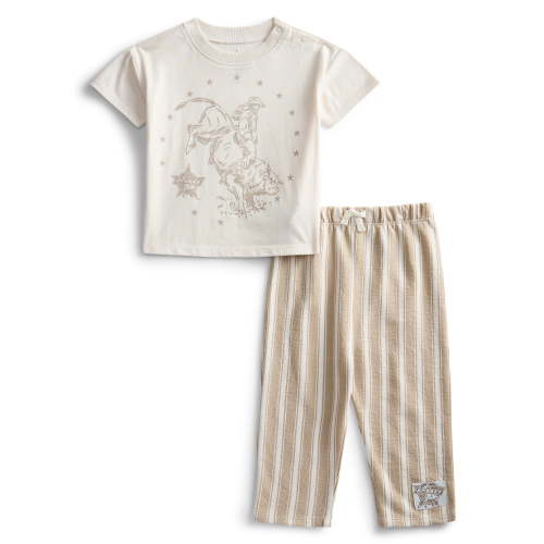 Professional Bull Riders Baby Boys Short Sleeve Graphic Tee and Stripe Pants Set, 2-Piece, Sizes 0/3M-24M
