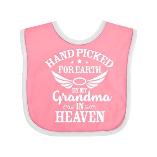 Inktastic Handpicked for Earth by My Grandma in Heaven Angel Wings Boys or Girls Baby Bib