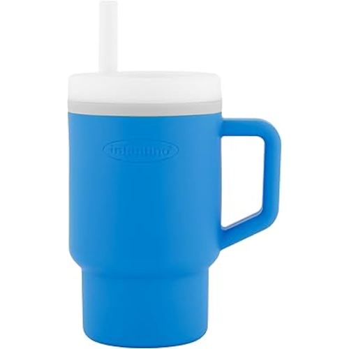 Infantino My 1st Tumbler, Silicone Sippy Cup with Straw & Handle, Spill-Resistant Baby Cup for On-the-Go, BPA-Free Transition Bottle, Ocean