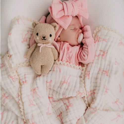 Gauze Lace Blanket | Pink Bows – Little and Fern
